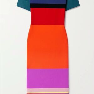 Christopher John Rogers Multicolor Striped Midi Dress sz m